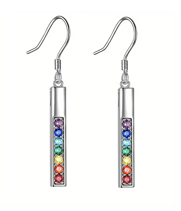 Mix stone bar drop earring