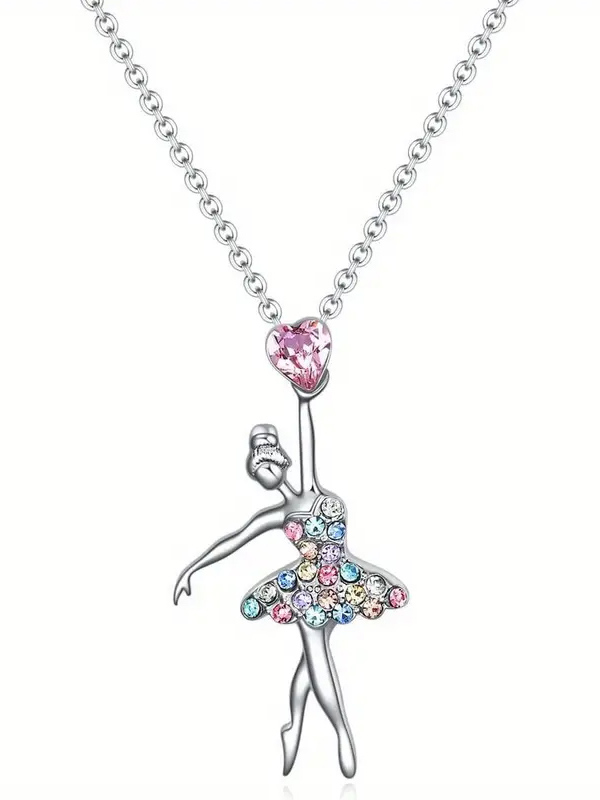 Crystal ballerina pendant necklace ballet