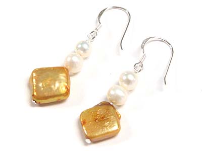 925 sterling silver natural pearl and shell drop earring