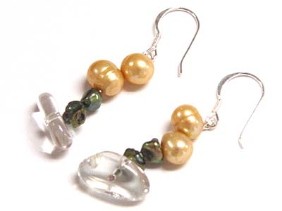 925 sterling silver natural pearl and shell drop earring