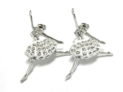 Crystal stud enamel metal ballerina earring 