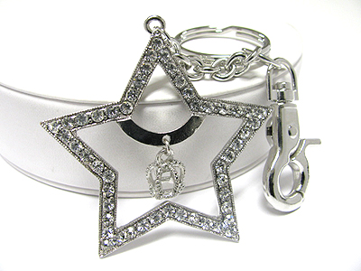 Crown dangle large crystal star key chain charm