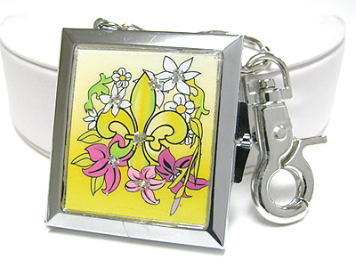 Fleur de lis picture locket key chain charm