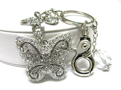 Crystal butterfly key chain charm