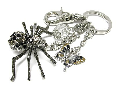 Crystal spider key chain charm