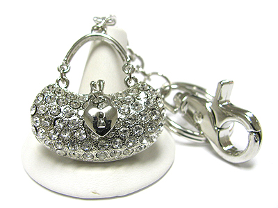 Crystal handbag locket key chain charm