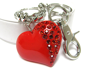 Crystal acryl heart key chain charm