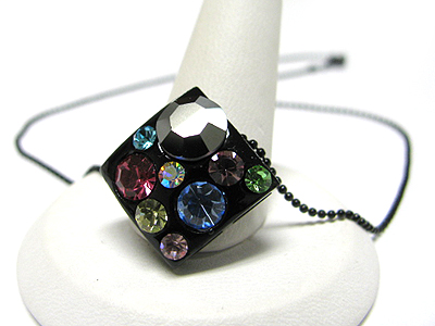 Crystal bubble enamel metal pendant necklace