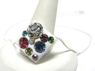 Crystal bubble enamel metal pendant necklace