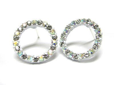 Crystal enamel metal round earring