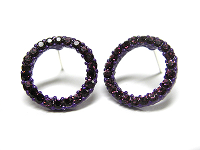 Crystal enamel metal round earring