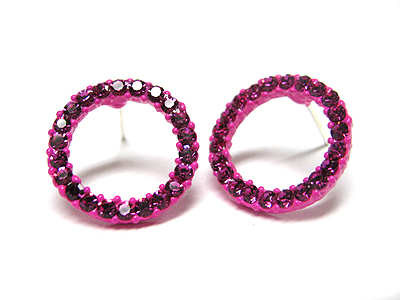 Crystal enamel metal round earring