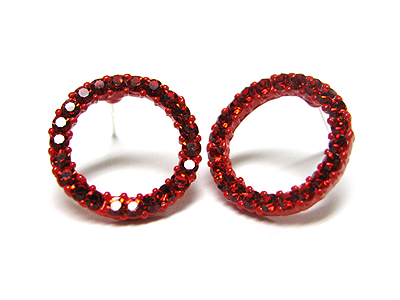 Crystal enamel metal round earring