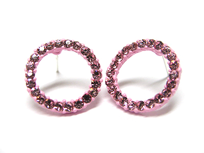 Crystal enamel metal round earring