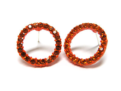 Crystal enamel metal round earring