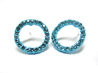 Crystal enamel metal round earring