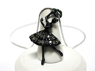 Crystal enamel metal ballerina necklace