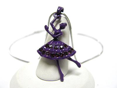 Crystal enamel metal ballerina necklace