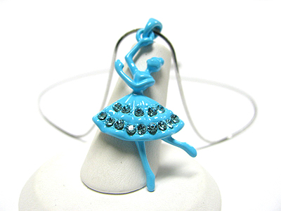 Crystal enamel metal ballerina necklace