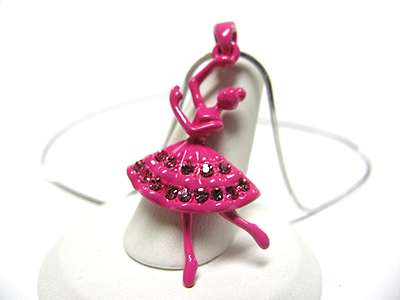 Crystal enamel metal ballerina necklace