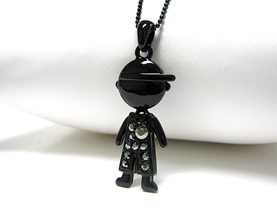 Crystal enamel metal boy necklace