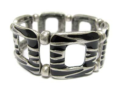 Zebra pattern metal stretch bracelet