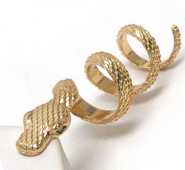 Crystal eyed twisted snake knuckle ring