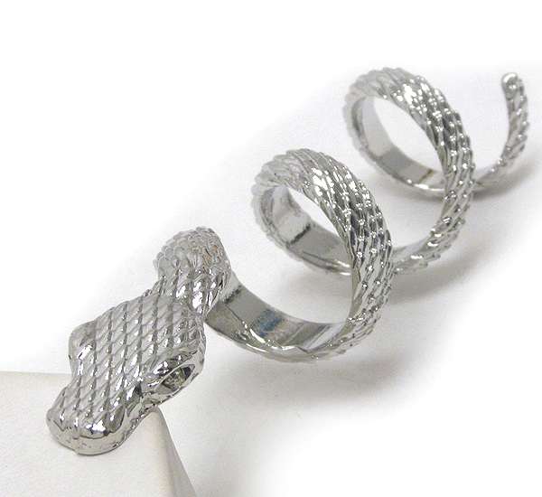 Crystal eyed twisted snake knuckle ring