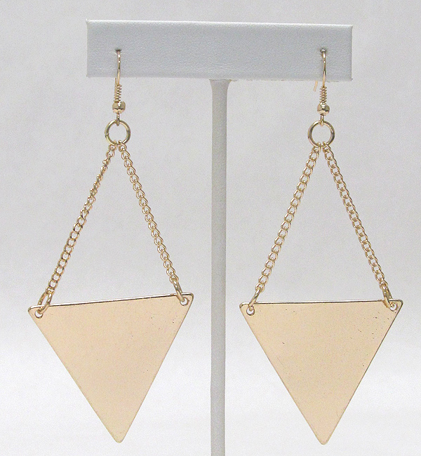 Trianglar metal sheet chain drop earring