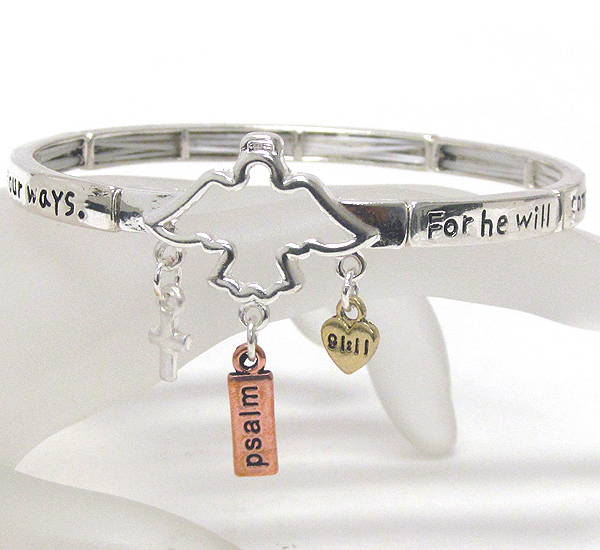 Pigeon message stretch bracelet - for he will command his angels concerning you to guard you in all your ways - psalm 91:11