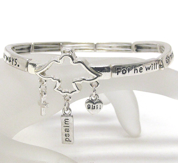 Pigeon message stretch bracelet - for he will command his angels concerning you to guard you in all your ways - psalm 91:11