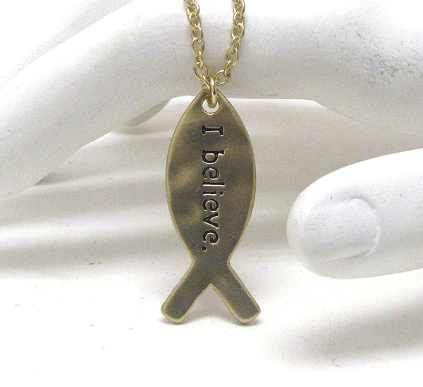 Message on christian fish pendant necklace