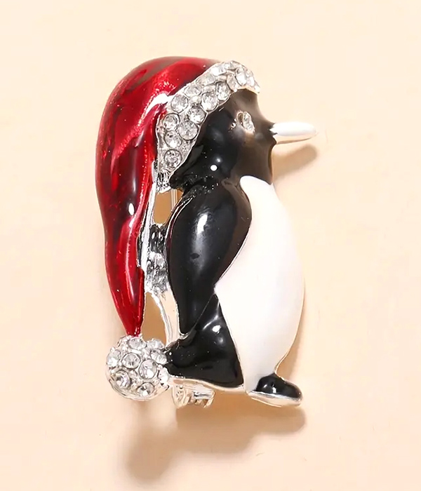 Christmas penguin brooch