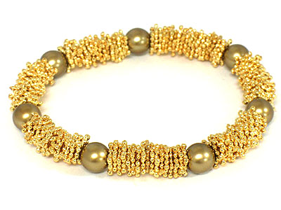 Multi ball and metal stretch bracelet