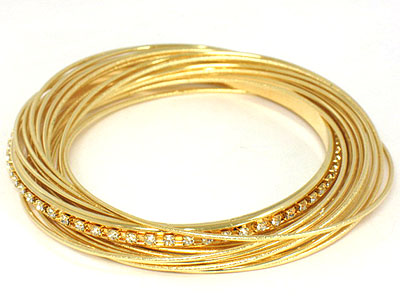 Multi plain and crystal bangle bracelet