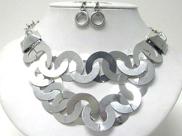 Round paper metal round link necklace earring set