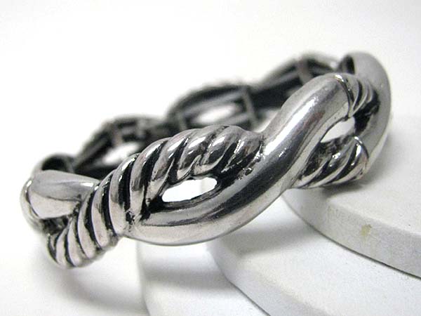 Twisted metal rope design stretch bracelet