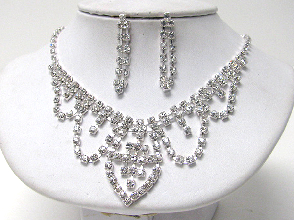 Prom or bridesmaid rhinestone necklace set