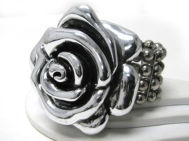 3x3 inch extra large metal flower metal ball stretch bracelet