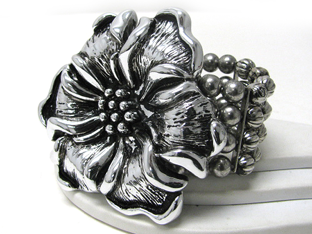 3x3 inch extra large metal flower metal ball stretch bracelet