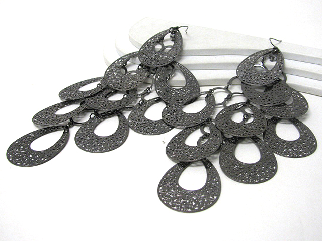 7 inch super long multi filigree metal cascade drop earring