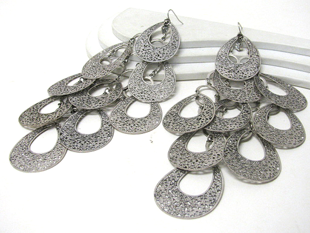 7 inch super long multi filigree metal cascade drop earring