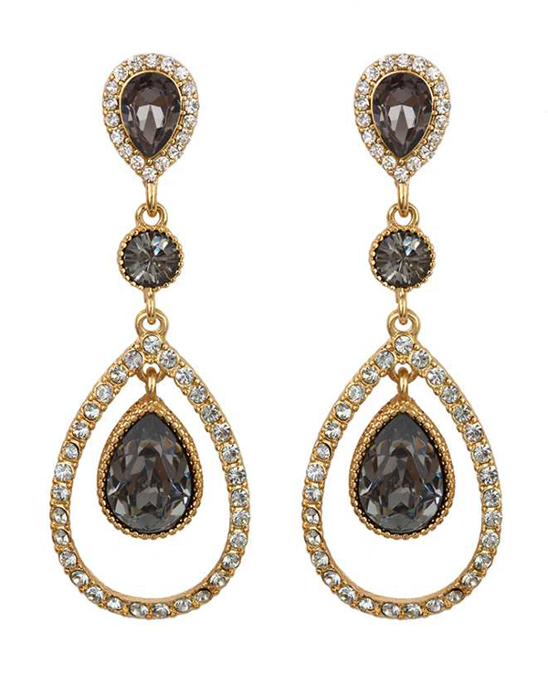 Facet glass and rhinestone teardrop earring