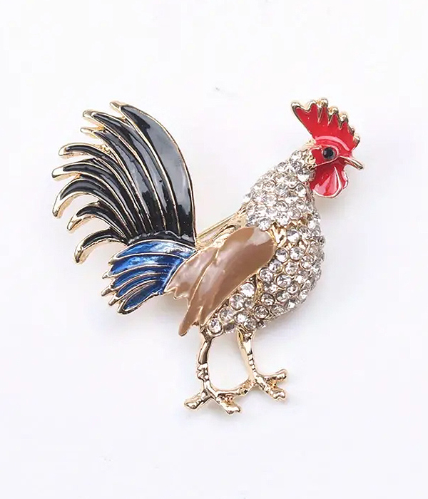 Epoxy rooster brooch