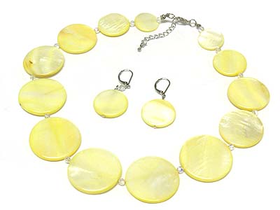 Multi shell disk links necklace and earring set