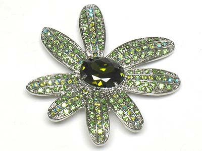 Crystal flower brooch