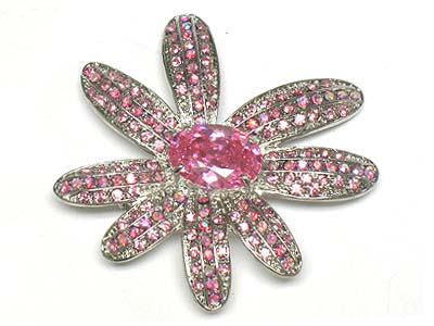 Crystal flower brooch