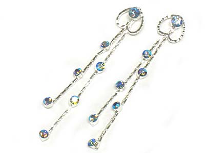 Crystal bubble long drop earring