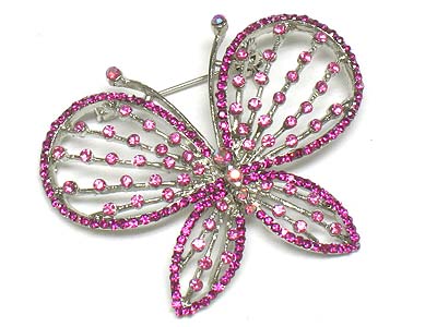 Crystal bufferfly brooch