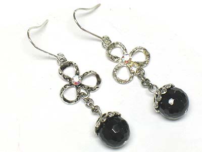 Crystal ribbon and ball drop earring